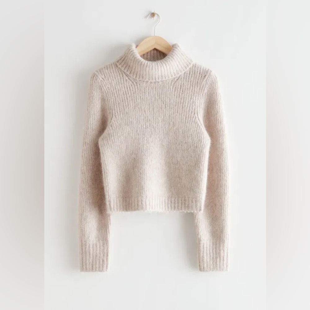 & Other Stories - Cropped Turtleneck Sweater XS Beige